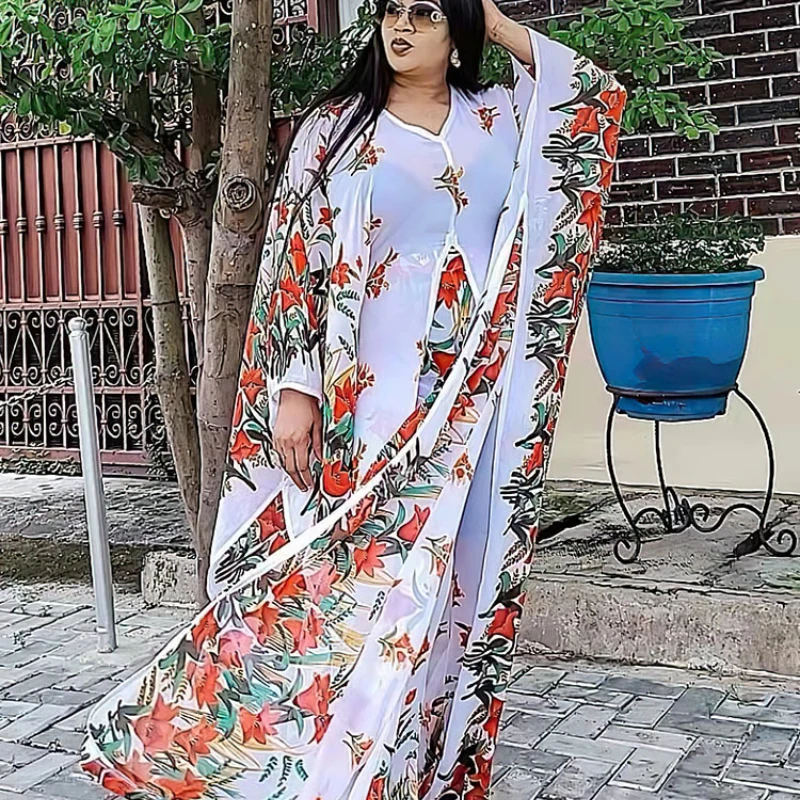 african style clothing 2022 African Ethnic Style Sexy Full Sleeve Chiffon 2 Piece Set Wide Leg 2pcs Set Women Long Sleeve Top And Pant Summer african wear