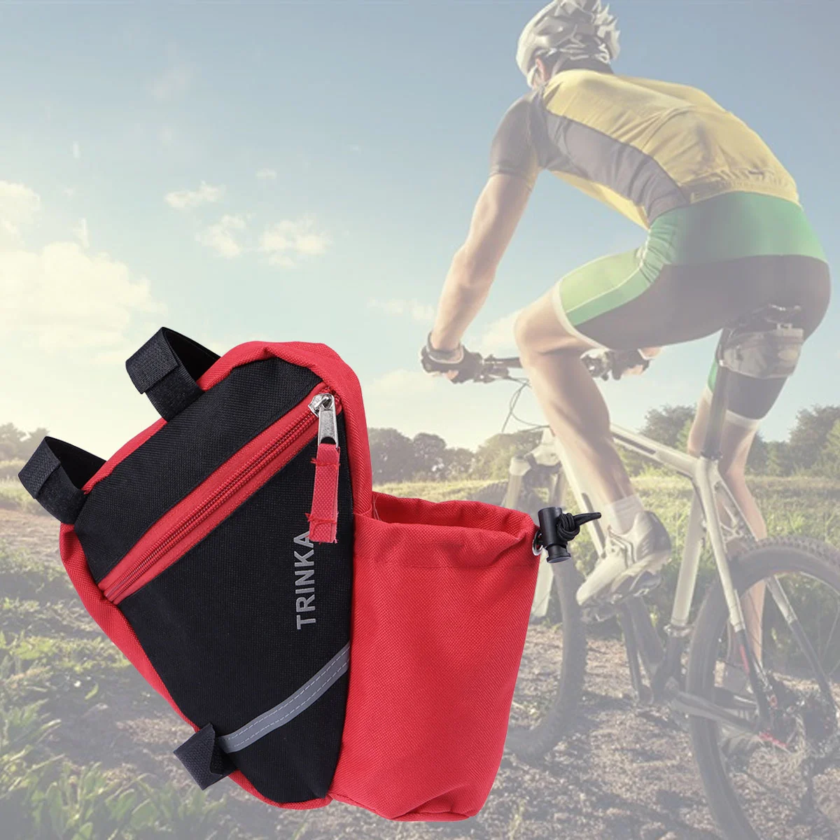 

Cycling Bicycle Storage Bag Triangle Frame Strap-On Pouch Bicycle MTB Bag with Kettle Holder