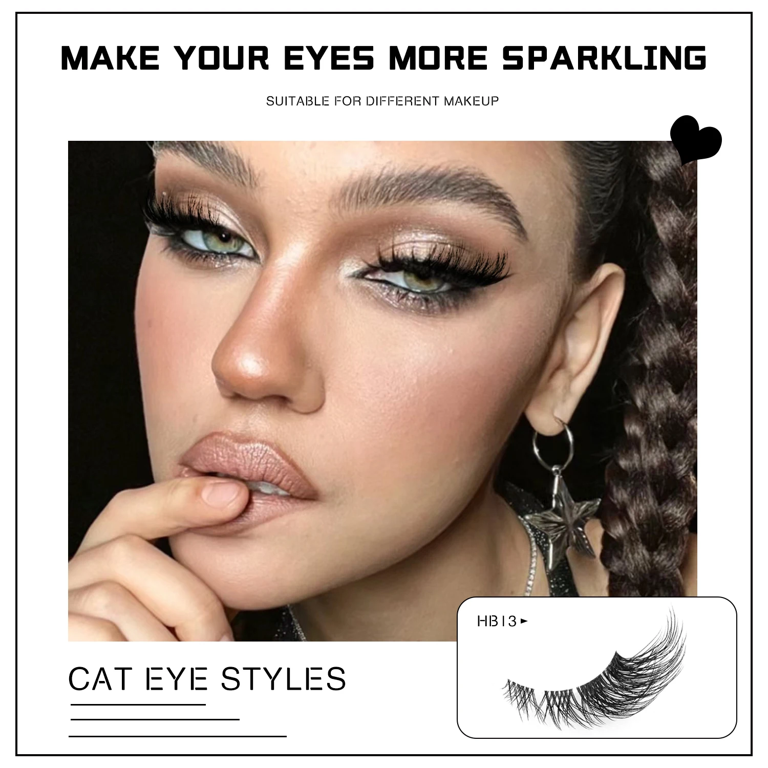 GROINNEYA False Eyelashes Cat Eye Lashes Natural Long Half Eye Lashes Short Wispy Clear Band Lashes 3D Faux Mink Lash Multipack 13 S83b3173f14ec441aa58f2a45406a452cm
