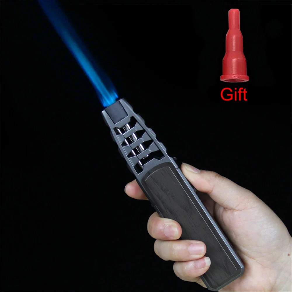 Jet Flame Lighter Kitchen Outdoor BBQ Cooking Metal Windproof Cigar Powerful Tube Straight Fire Turbo Torch Fire Gas Lighters