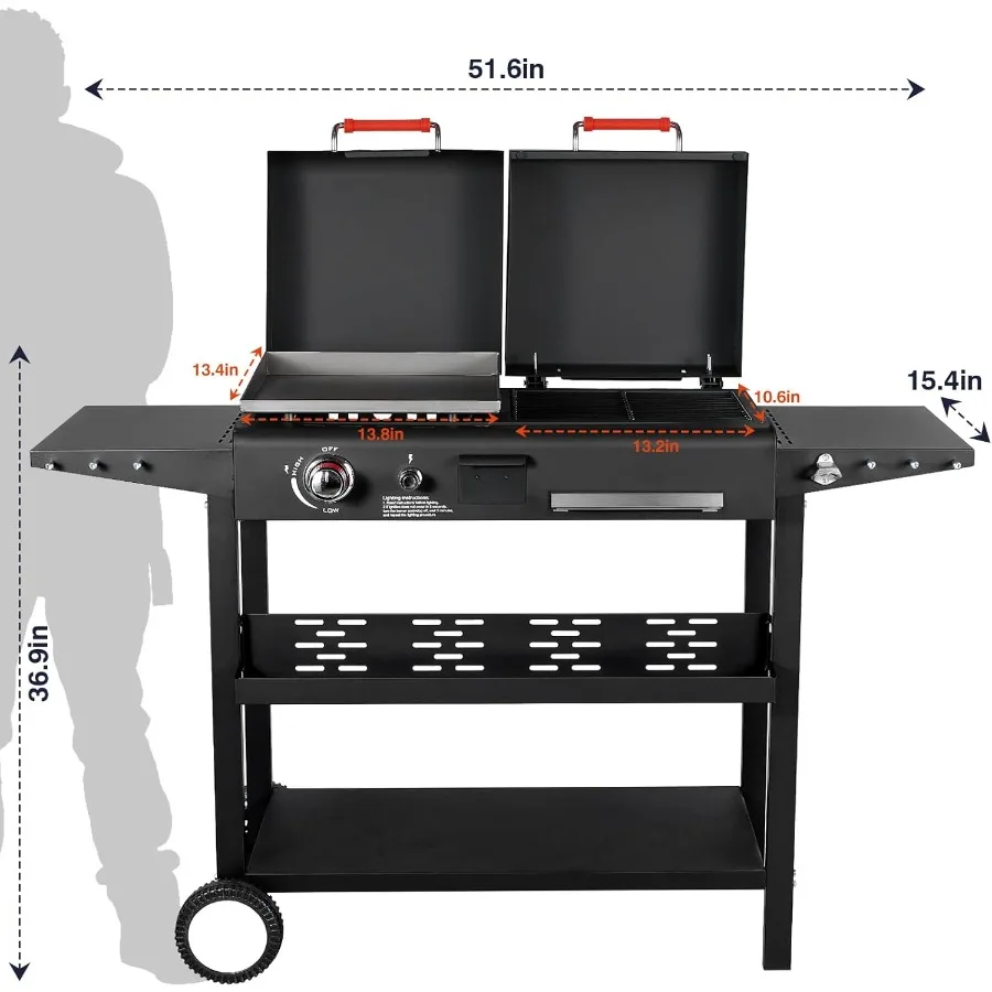 Propane and Charcoal Grill Combo Gas Griddle Grill 2