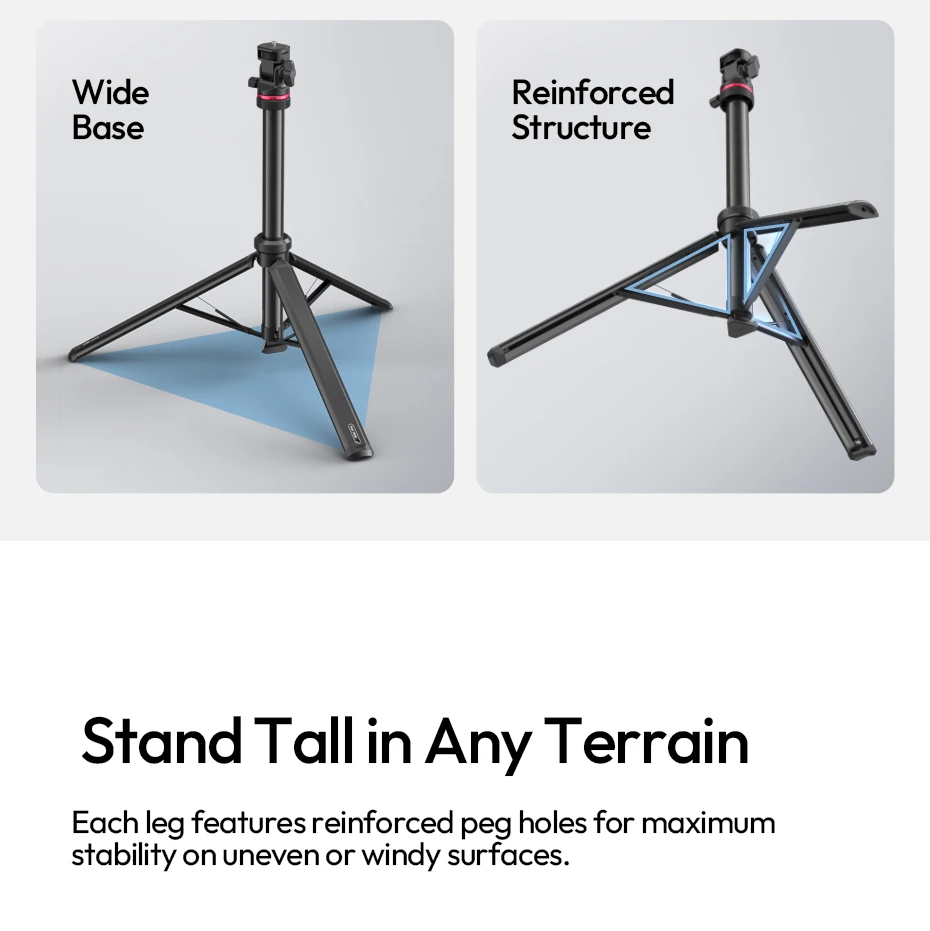 Auto-Open Tripod 2M Ground Tripod Light Stand Selfie for Camera Smartphone Video