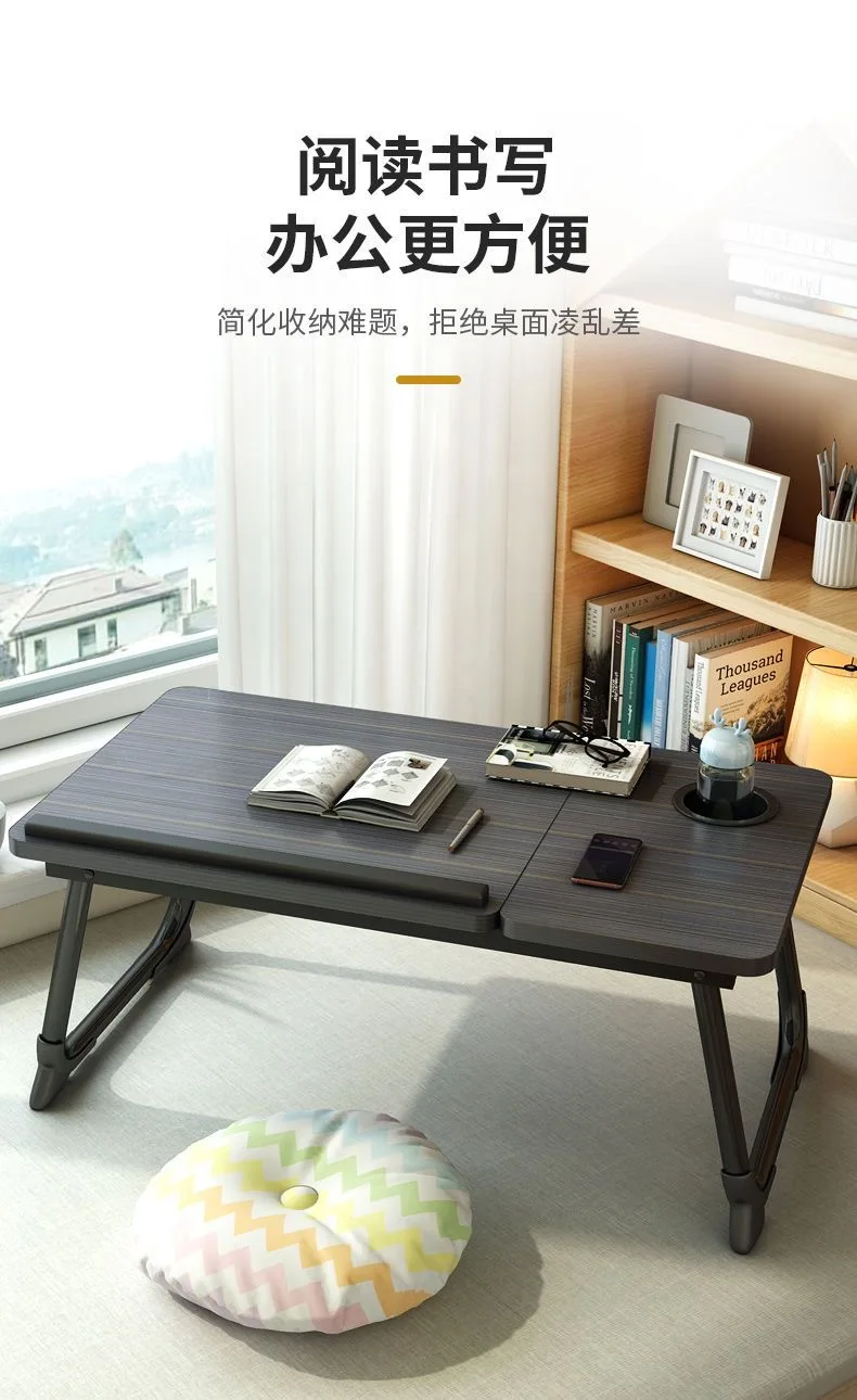 Description Picture 6 of itemComputer Desk Notebook Height Adjustable Bedroom Sitting On The Ground Mobile Desk Dormitory Lazy Table Foldable Mini Table