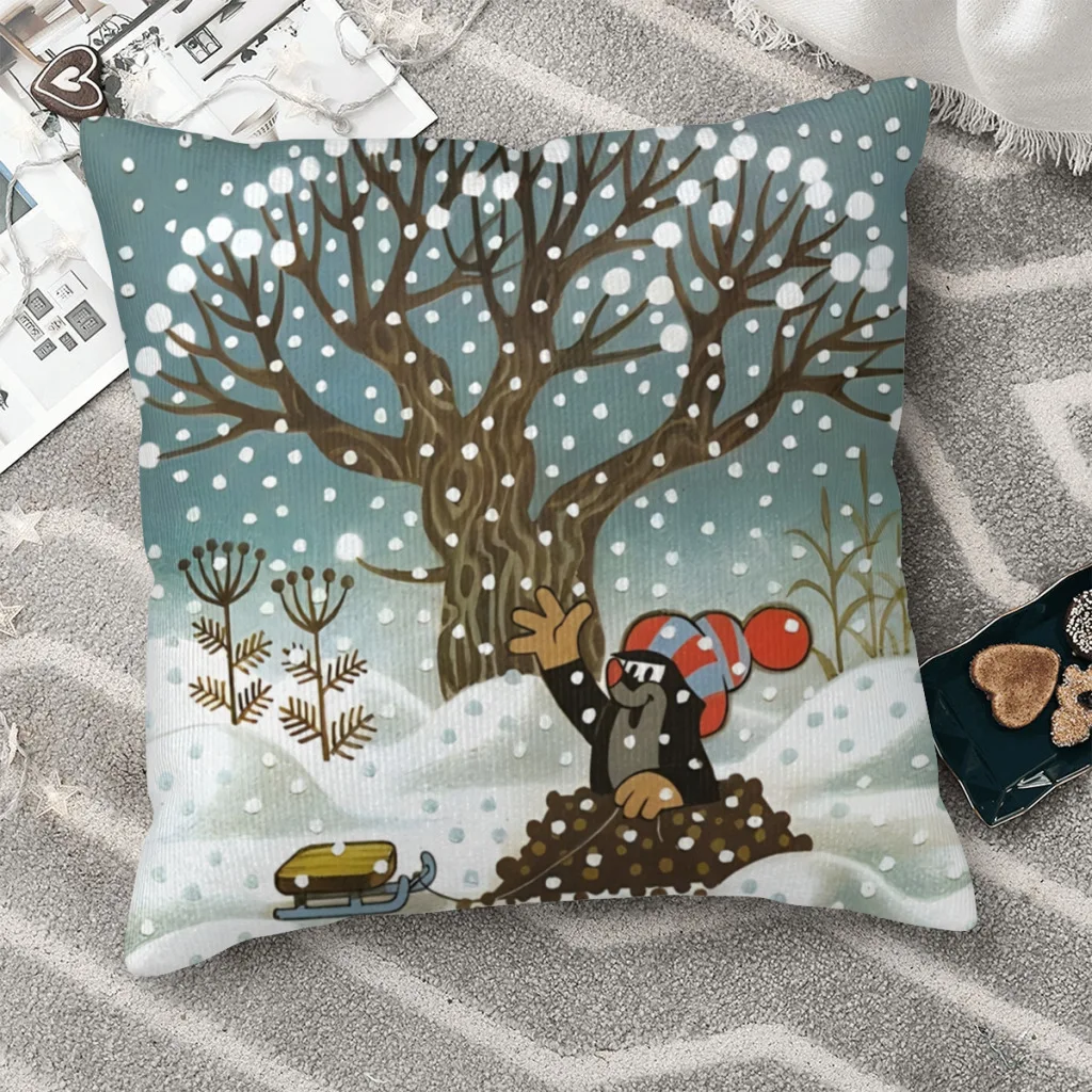 

Snow Winter Krtek The Little Mole Throw Pillow Case Bedroom Backpack Cojines Soft Printed Coussincase Decor