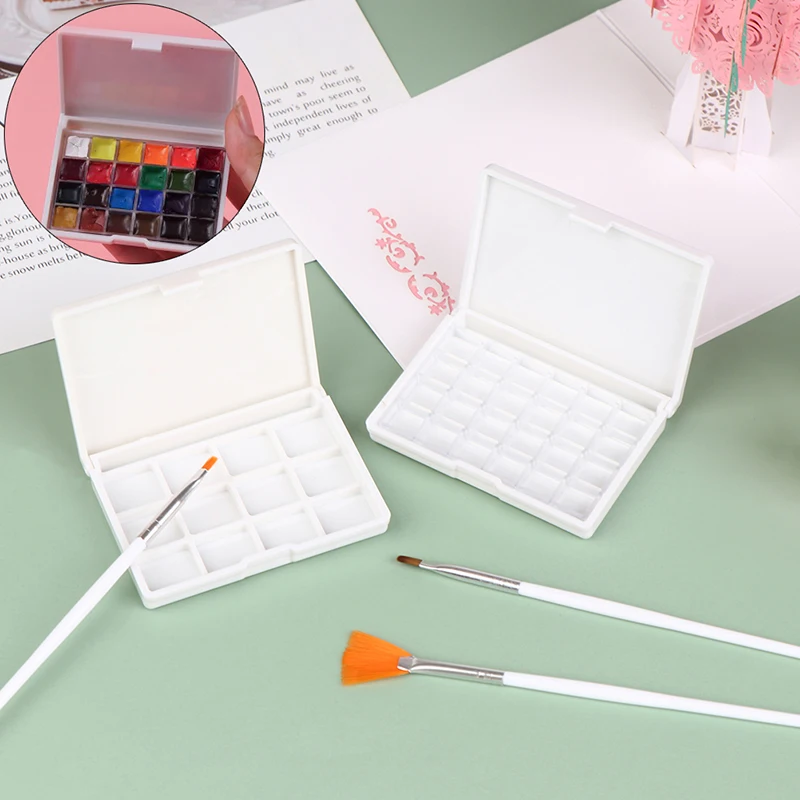 Empty 12/24 grid Watercolor Box Portable Watercolor Palette Travel