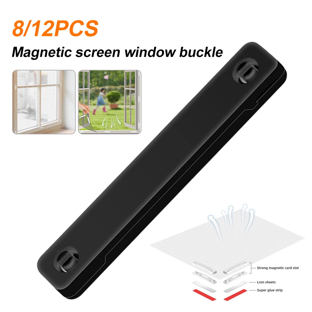 

12PCS Magnetic Window Screen Clip Mosquitoe Screen Protection No Punching Strong Fixation Windows Mounting Buckle Home Tools