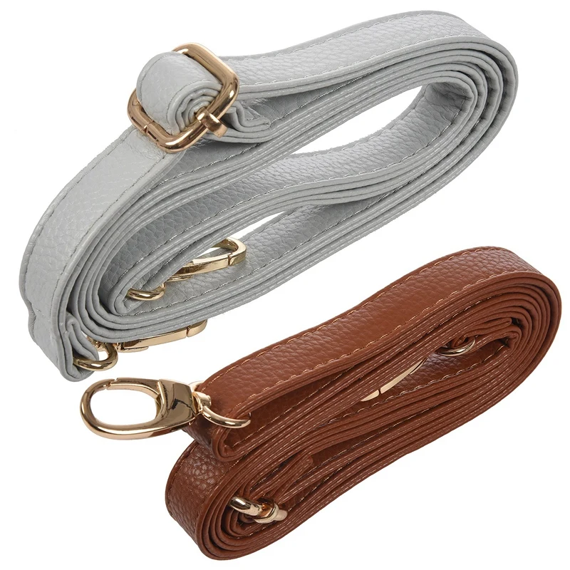 

2 Pcs DIY Replacement Leather Bag Shoulder Strap Handle Cross Body Adjustable 140X2cm, Gray & Brown