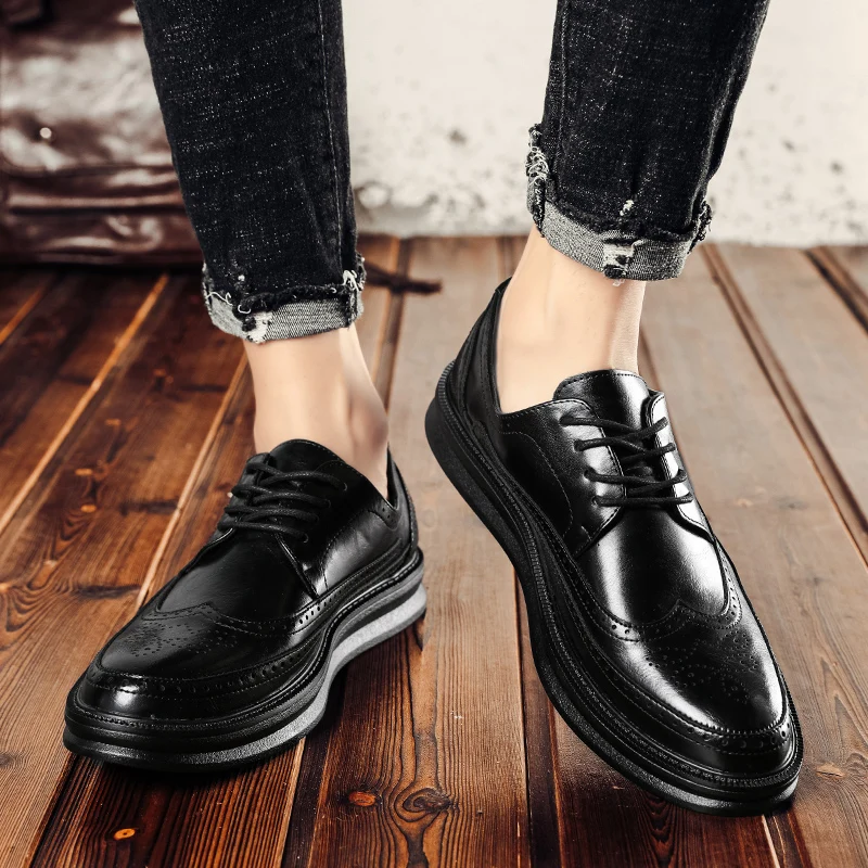 Men Derby Shoes White Dress Men Business Patent Leather Shoes Party Flat Classic Formal Fashion Leather Leisure