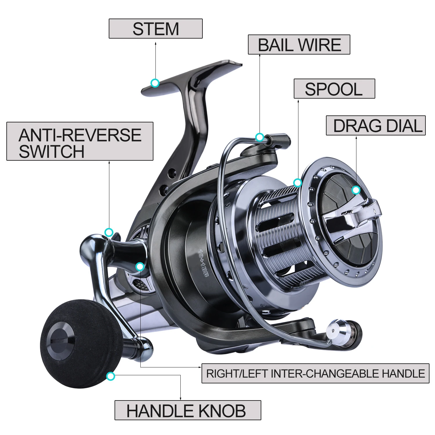 Sougayilang Spinning Fishing Reel Dyl10000 Series 4.7:1 High Speed