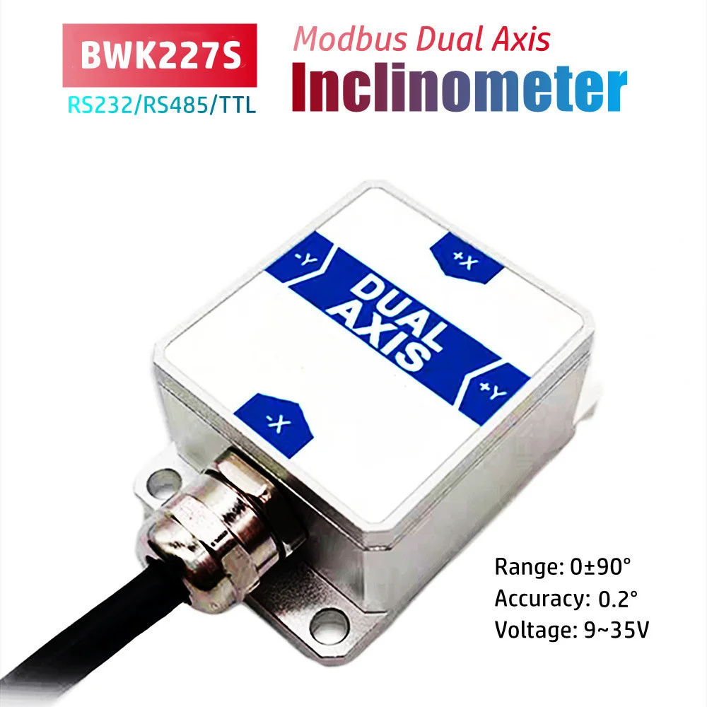 

BWK227S Dual Axis Tilt Sensor Inclinometer Modbus Output Serial RS232 RS485 TTL Interface Digital Biaxial Dip Angle Level Meter