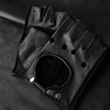 Leather Gloves Men's Half Finger Fitness Sports Driving Anti-skid Strong Wear-resistant Driving Retro Motorcycle Sheepskin Glove 5