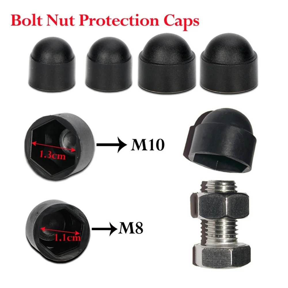 10Pcs/Set M8 M10 Bolt Nut Dome Protection Caps Covers Plastic Black Exposed Hexagon Door Protective Cap For Most Cars bolt nut covers