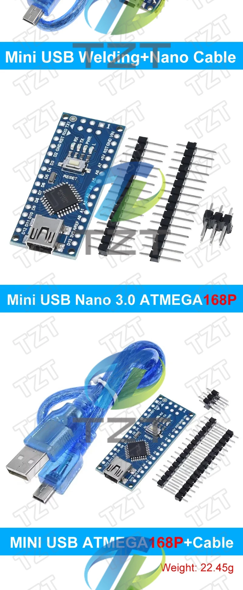 Typ-C / Micro USB Nano 3.0 Mit dem Bootloader-kompatiblen Nano 3.0-Controller für Arduino CH340 USB-Treiber 16 MHz ATMEGA328P – Detail 7