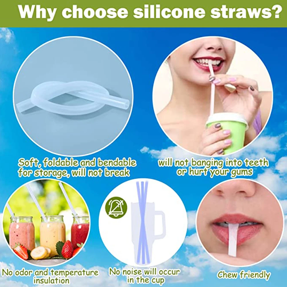 Replacement Straws for Stanley, Airboat Tumbler, Reusable Straws, Compatible with Stanley Adventure, Silica Straw, BPA Free