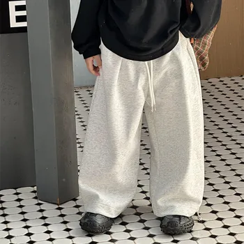 Spring Fall Kids Sweatpants 2024 New Boys Sports Trousers Baby Girls Solid Color Loose Wide Leg Pants Straight Trousers