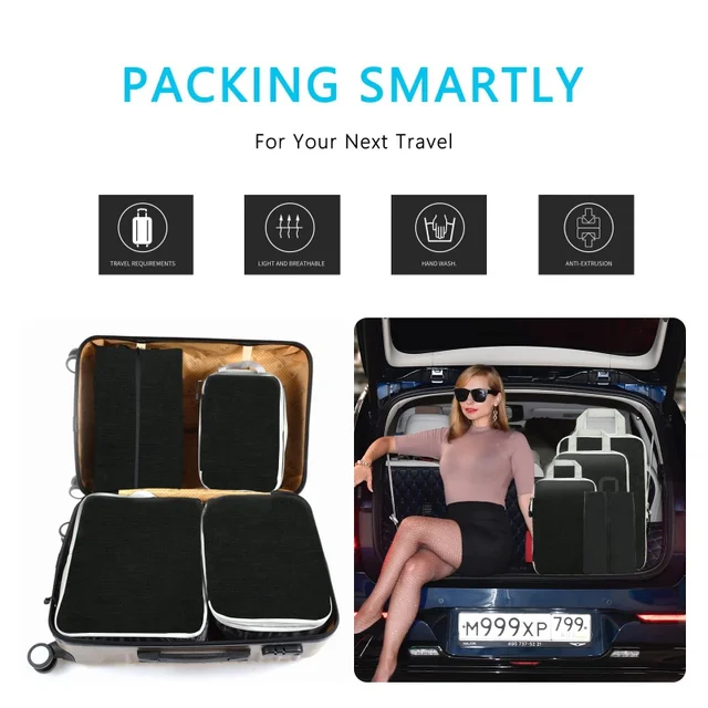 3/4D/4Db Utazási Szervező Táska Gyűrő Csomagoló Kockák Nylon Hordozható Kézitáska Poggyász Tároló Összecsukható Vízálló Cipőzsák - Image 5