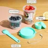 2Pcs Overnight Oats Container, 870ML Yogurt Pots Reusable Salad Cups with Lid Spoon Breakfast Jar Breakfast Pot 2