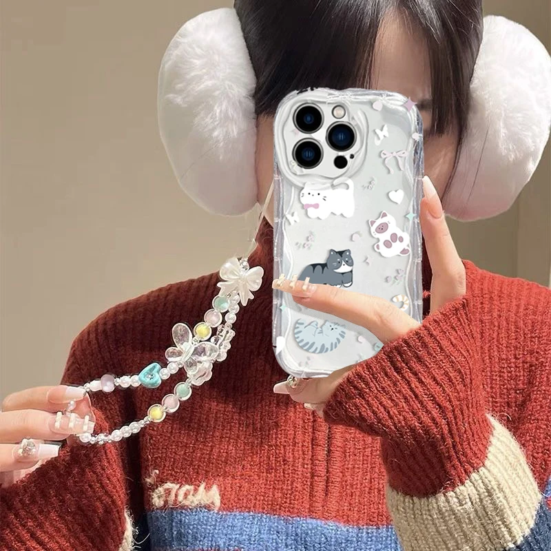 Charming Feline Lanyard Phone Case - Soft Cover with Cute Sweet Cat Design