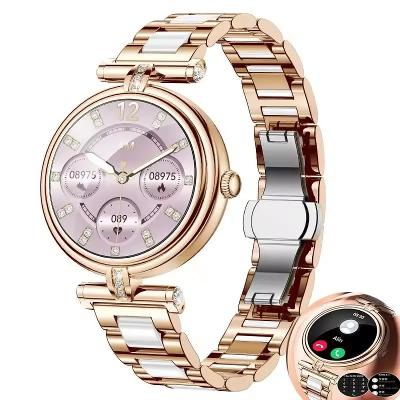 AK62 Relógio Inteligente para Mulheres, 1.09 Polegada Tela HD, Cara de Relógio Personalizado, Rastreador De Fitness Esportivo, Chamada Bluetooth, Lady Smartwatch