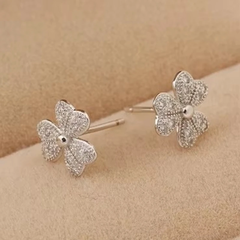 Neue Heiße Mode 925 Sterling Silber Clover zirkon Ohrringe für Frauen Mädchen Geschenk Mode Erklärung Schmuck