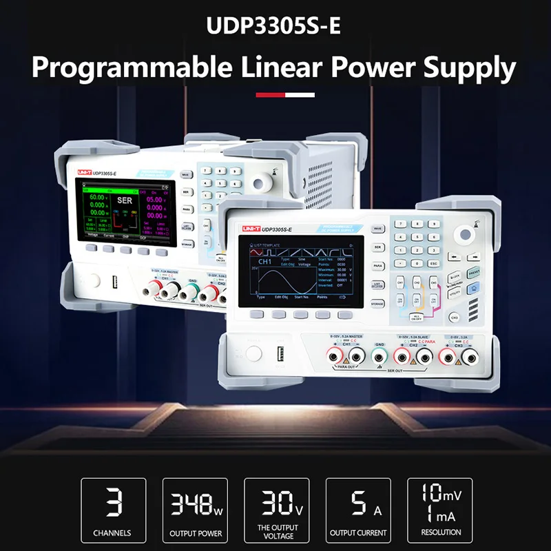 UNI-T UDP3305S-E UDP3305S 프로그래밍 가능한 조정 가능한 DC 전원 공급 장치, 실험실 전압 조정기, 4 채널 고정밀, 30V 5A