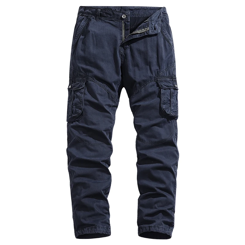 Men's Multi Pockets Cargo Pants Regular Fit Military Trousers Oversized Tactical Pants Button Down Outdoor Working Trousers