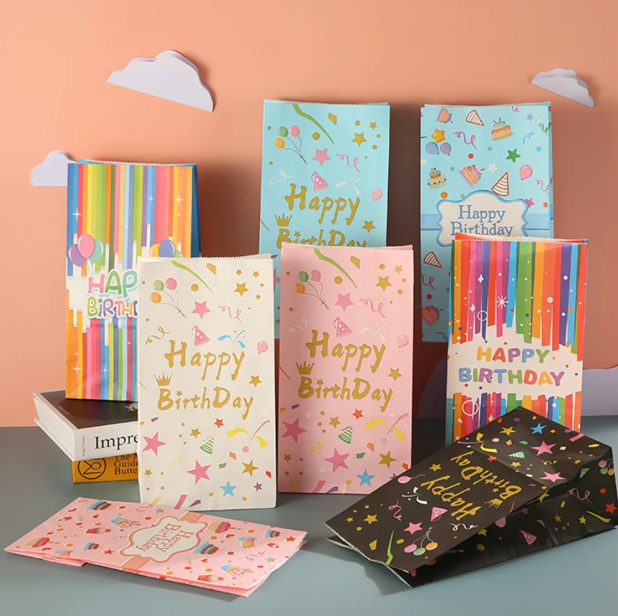 

Мешки конфетные с наклейками, 24 шт./компл., бумажные пакеты для детского дня рождения, пакеты для упаковки Baby Shower, украшения для дня рождения TC110A