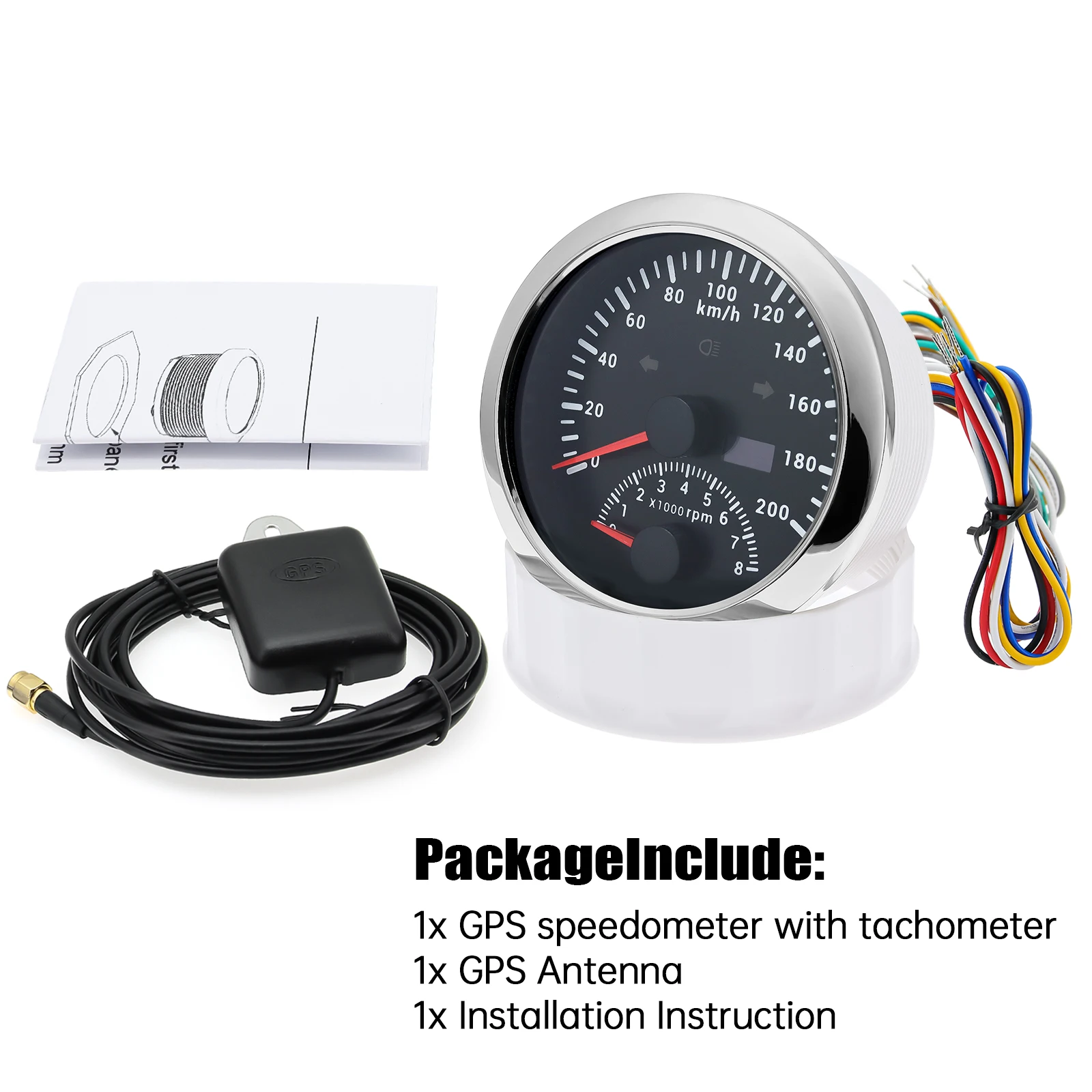 85mm GPS Speedometer With Tachometer 120KM/H 200KMH 120MPH For Car Truck Boat Sp
