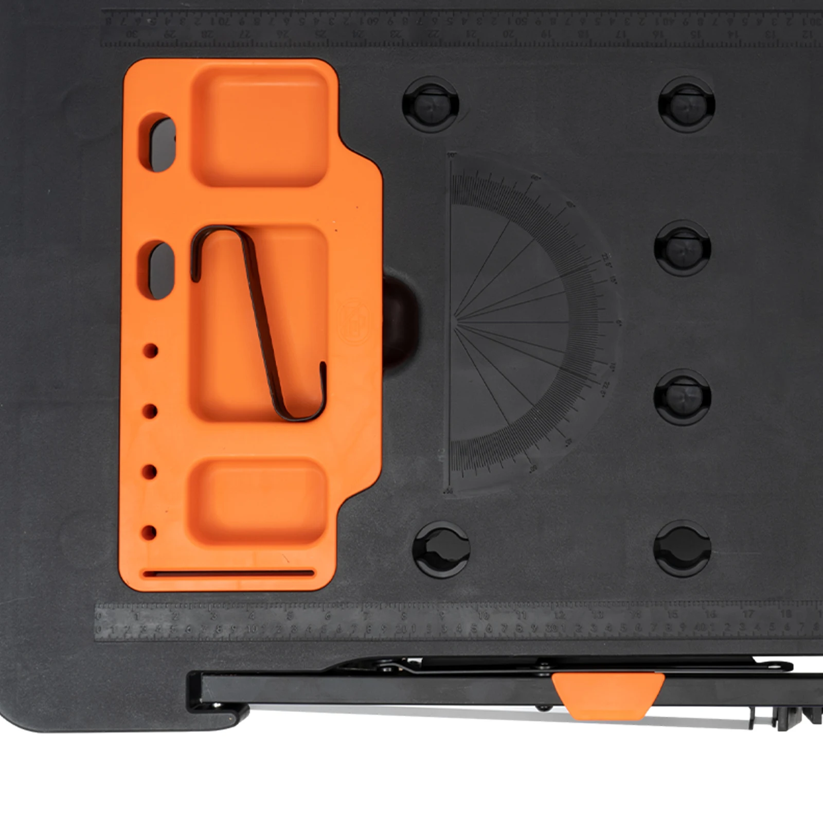Tragbare 7-in-1 Werkbank Klappbarer Ständer Multifunktionale Arbeitsplattform mit Trolley Handwagen für Dekoration/Bauarbeiten/Holzarbeiten – Detail 12