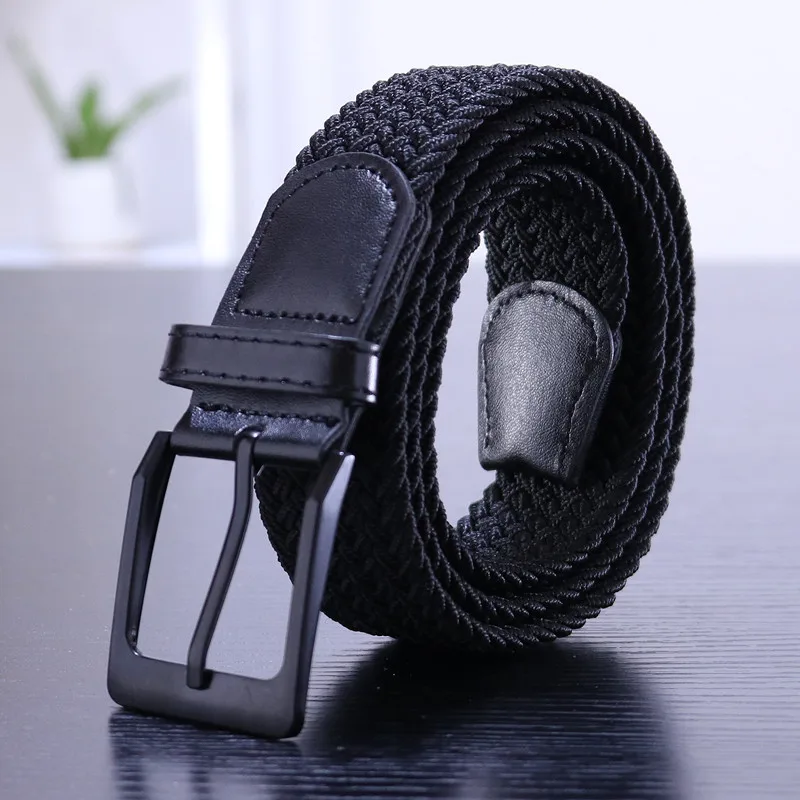 Cintura Elastica Uomo Con Fibbia In Lega Di Zinco – Larghezza 3,4 Cm, Regolabile, In Tessuto Intrecciato, Per Jeans E Casual - 2