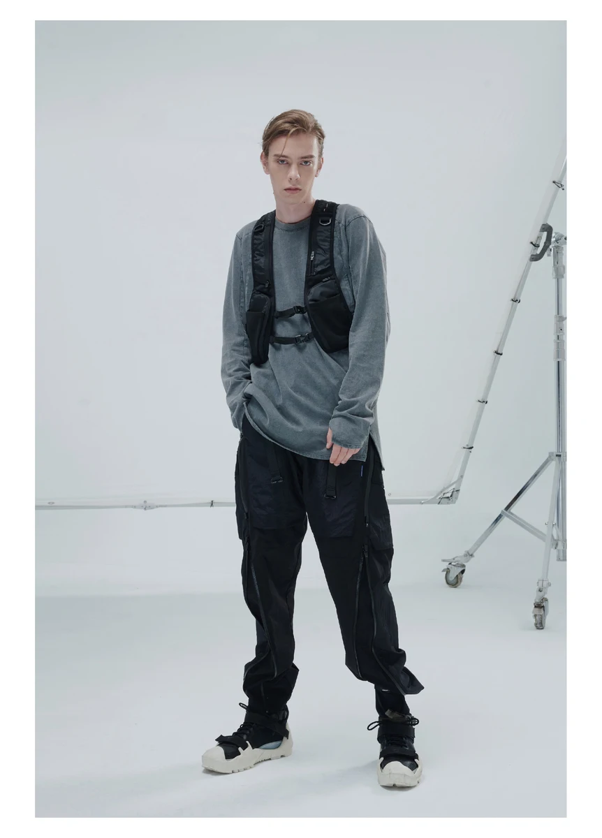 Reindee Lusion 21aw double shape zipper waterproof pants side molle waist adjustment stitching materials techwear gorpcore