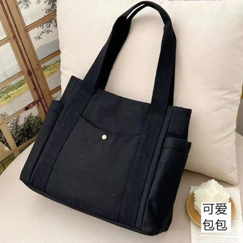 Borsa Tote con lettera solida in tela di grande capacità borsa Versatile per borsa da donna sotto le ascelle di classe per studenti di lavoro pendolari