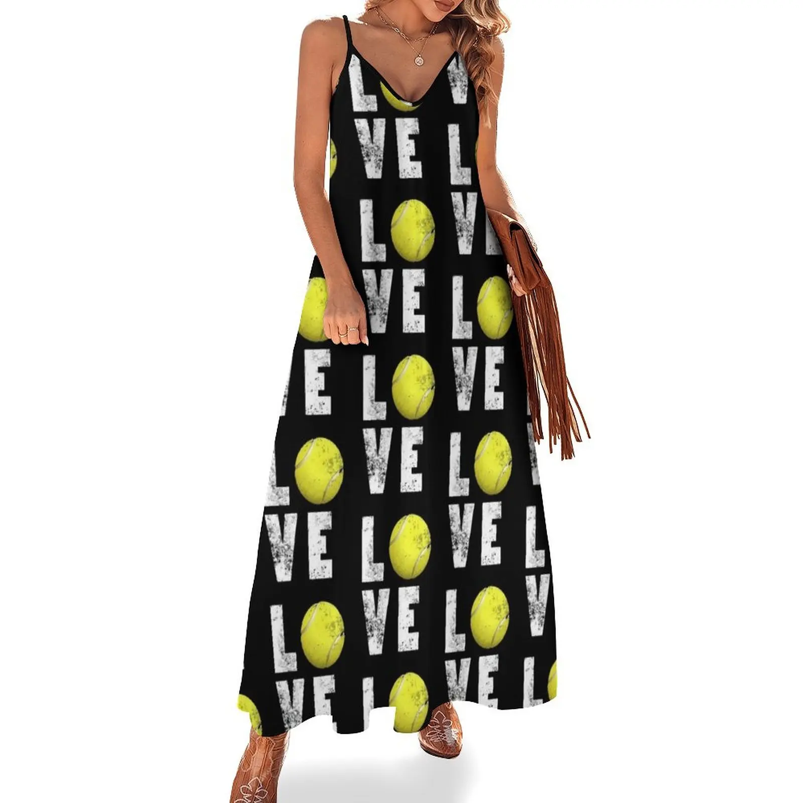 

Love Tennis Ball design Ideal Boys Gift For Tennis Players Sleeveless Dress fairy dress woman dress