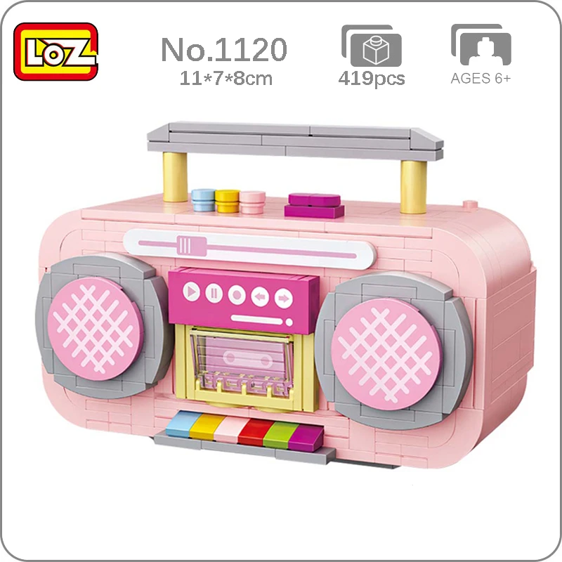 Betrokken Spaans deeltje Loz 1120 Muziekinstrument Roze Tape Cassette Player Muziek Radio Model Mini  Bakstenen Blokken Building Speelgoed Voor Kinderen Gift Geen doos|Blokken|  - AliExpress