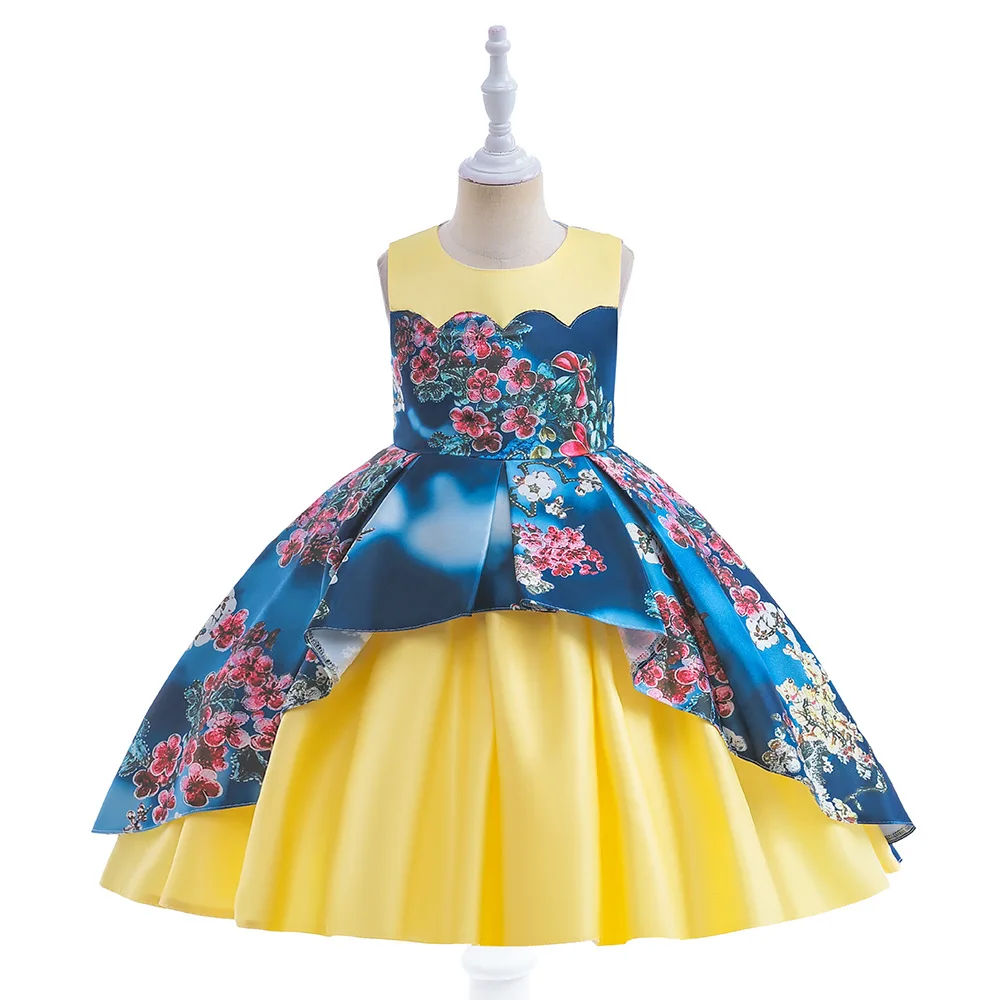 

Girls Party Dresses 110cm-150cm Children Satin Dress Kids Photograph Princess Costume Wedding Birthday Ball Gown