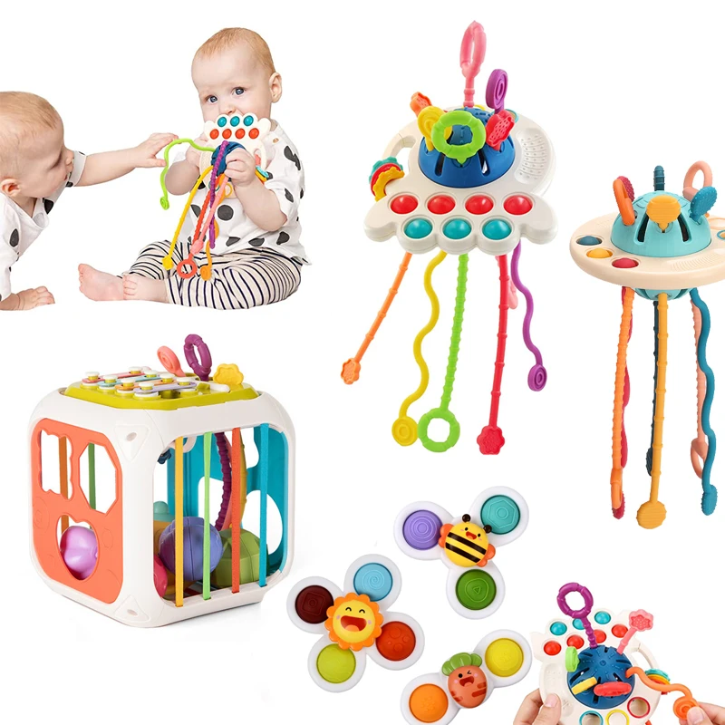 Montessori Teething Toys 3 In 1 Pull String Developmental Baby Toys 6