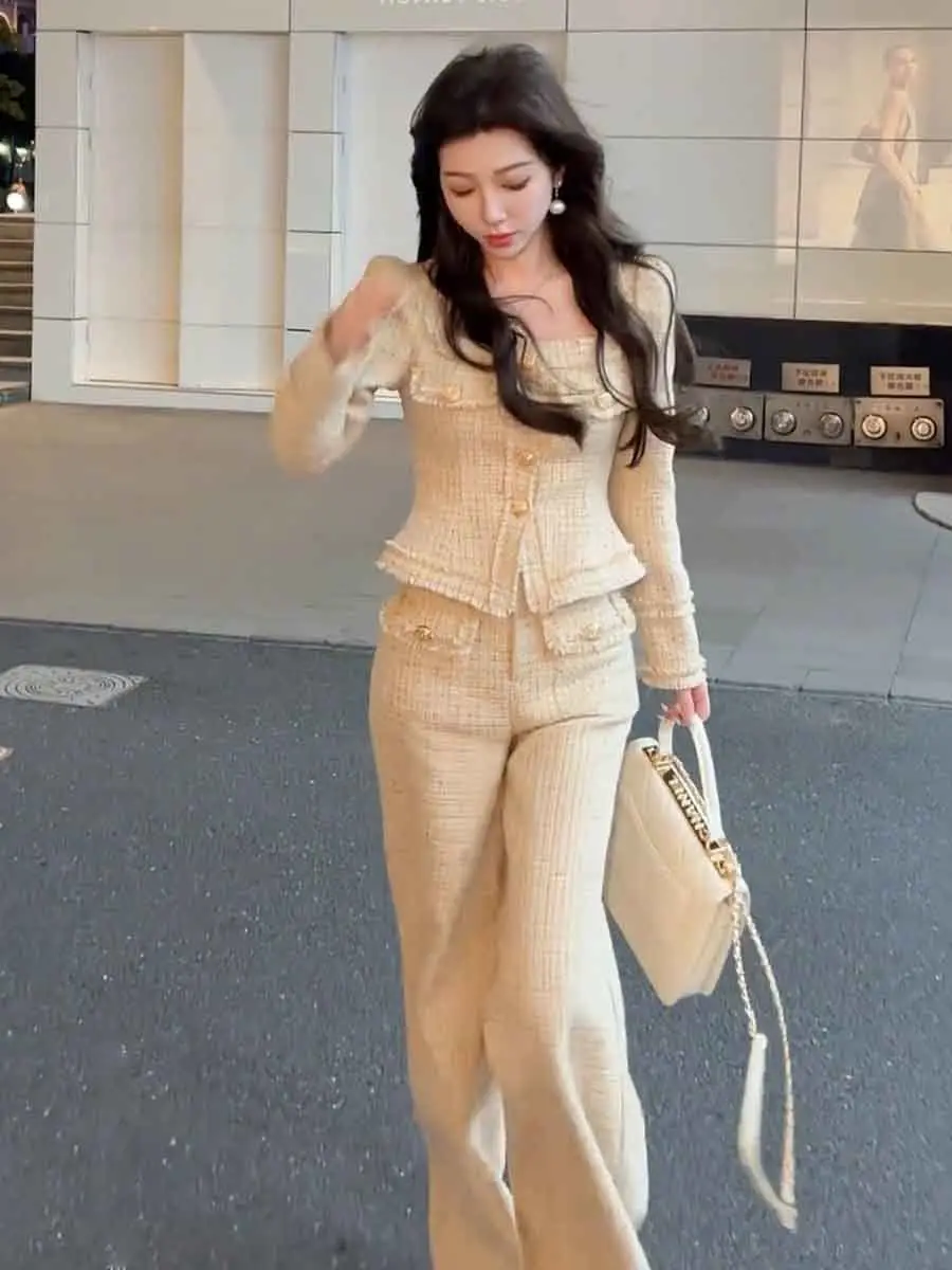 2024 겨울 여성 스퀘어넥 긴팔 코트, 단색, 가을, 통근, 사무실, 레저, 편안한 세트, 패셔너블하고 템퍼러먼트