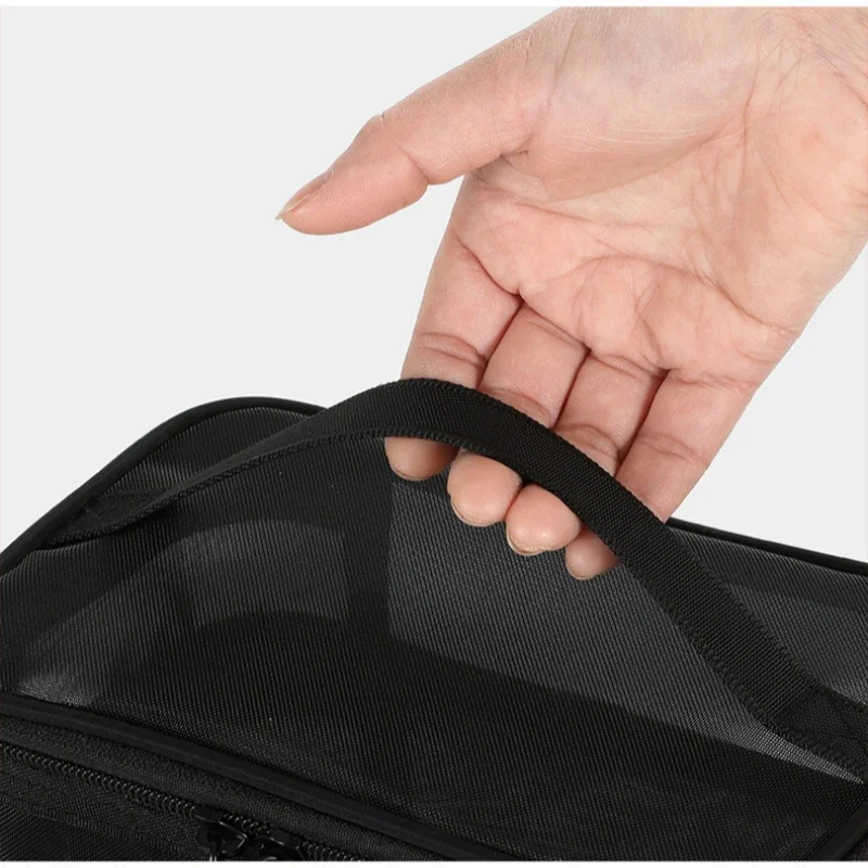 Travel Mesh Wash Storage Bag Makeup Organizer Cosmetics Make Up Skincare Box Plastic Container Handbag For Women Men Bathroom 5