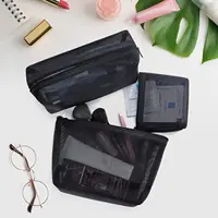 Aosbos 3-Pack Mesh Cosmetic Bag Set - Travel/On-The-Go Makeup Storage, Zipper Closure Small Pouch 6