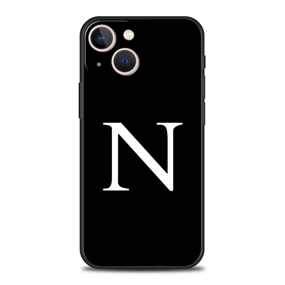 Elegant Customizable Initial Letter Black Phone Case - Luxury Fashion Cover