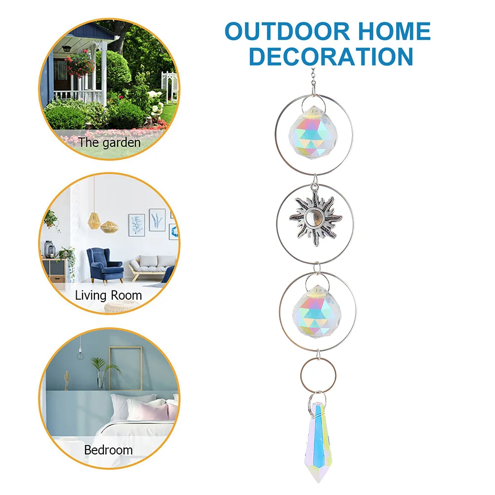 Crystal Wind Chime Pentagram Sun Catcher Diamond Prisms Pendant Dream Catcher Rainbow Chaser Hanging Drop Home Garden Decor