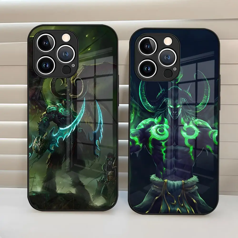 World Of Warcraft Illidan Phone Case Tempered Glass Back Cover For Iphone 15 Pro Max 14 Pro 12 11 13 Mini X Xr Xs 8 7 Plus Se