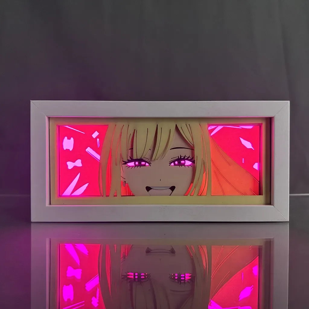 

My Dress Up Darling Marin Kitagawa Paper Cut Light Box Lightbox for Bedroom Decor Desk Shadow Box Kids Birthday Gift Table Lamps