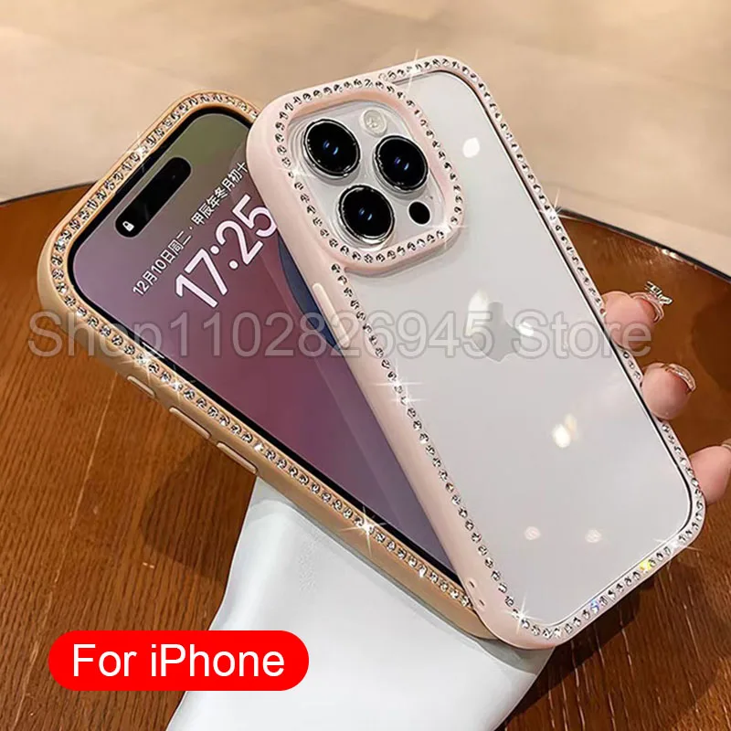 Diamond Rhinestone Transparent Phone Case Back Cover