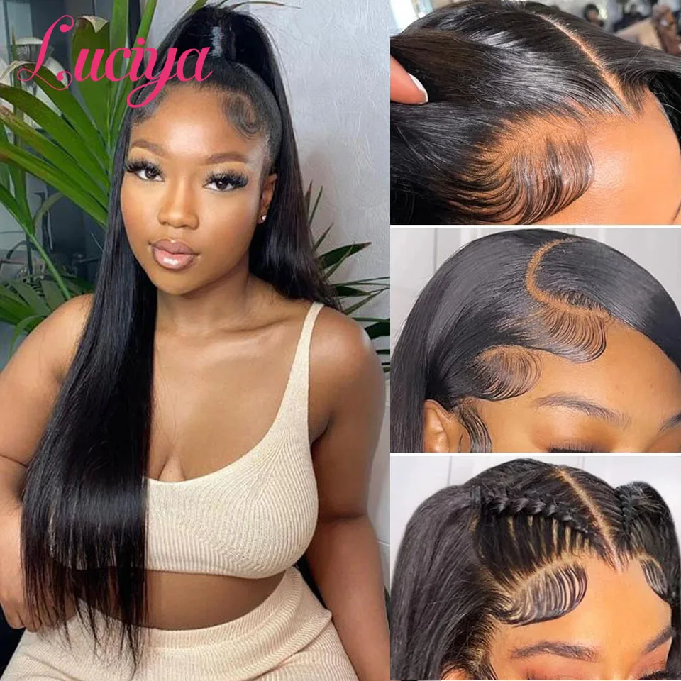 Straight 180 Density 13x4/13x6 Lace Front Human Hair Wigs Brazilian HD Transparent 4x4/5x5 Lace Closure Wig for Women PrePlucked