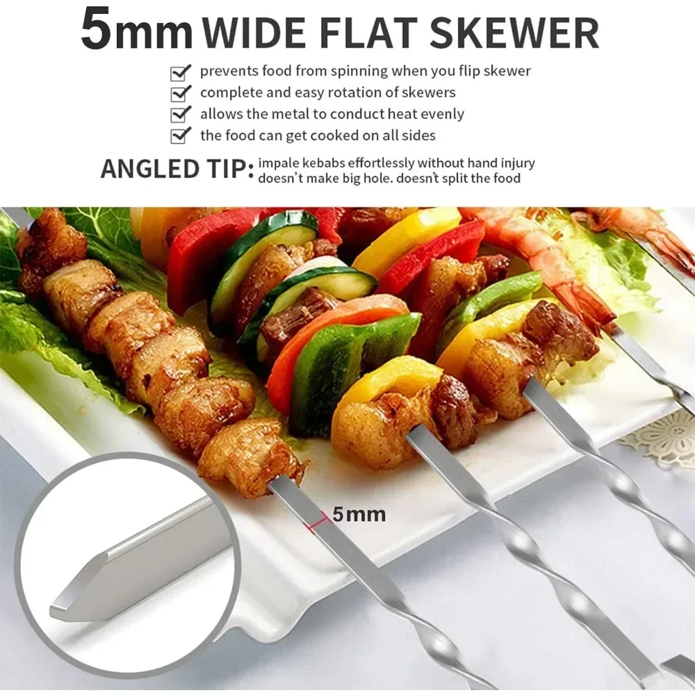 12 Piece Set of Nylon Bags for Barbecue Skewers 39cm Long Steel Skewers for Meat Skewers Used Bonfires or Barbecues barbecue skewers bbq grilling accessories