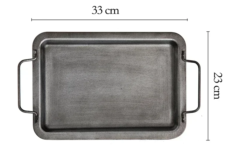 European Retro Square Iron Plate with Handles Metal Vintage Bread Tray Home Decoration Garden Restaurant Table Photographing 3