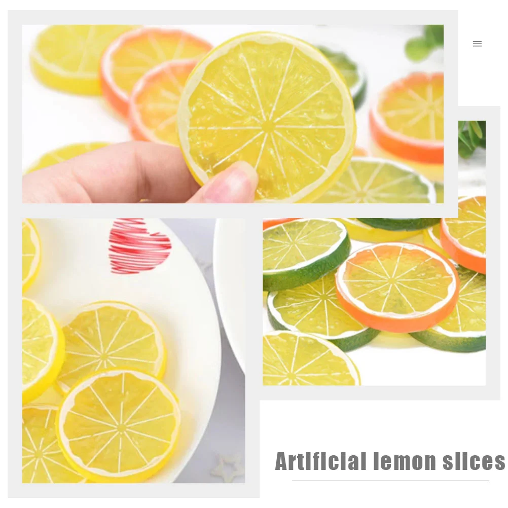 13 Pcs Imitation Lemon Slice Fake Lemons Slices Kitchen Photography Props Fruit artificial fruits and vegetables