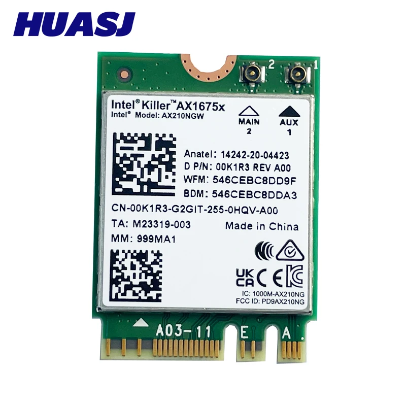 Killer-cartão Wi-fi sem Fio para Laptop Dual Band 1675x ax 2.4gbps Wifi 6e Ax210 Ax210ngw 802.11ax Bt5.3 Windows 10 - Imagem 3