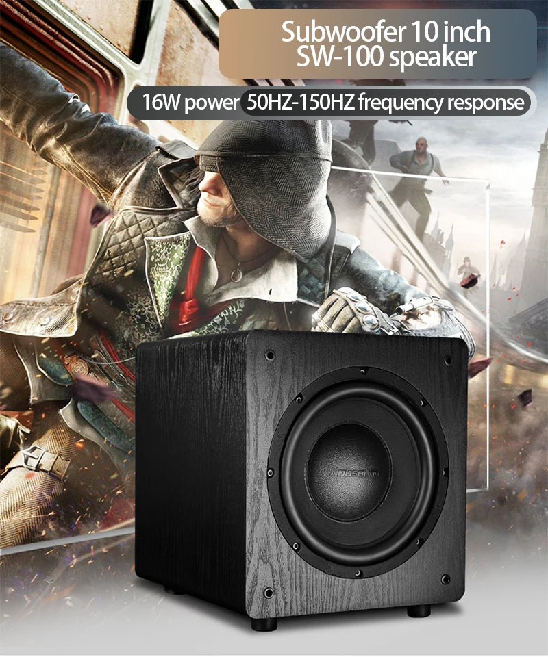 150W 4 Ohm 8~10 Inch Amplifier Speaker Subwoofer Audio Wooden Home Theater System Active Sound Speaker Subwoofer